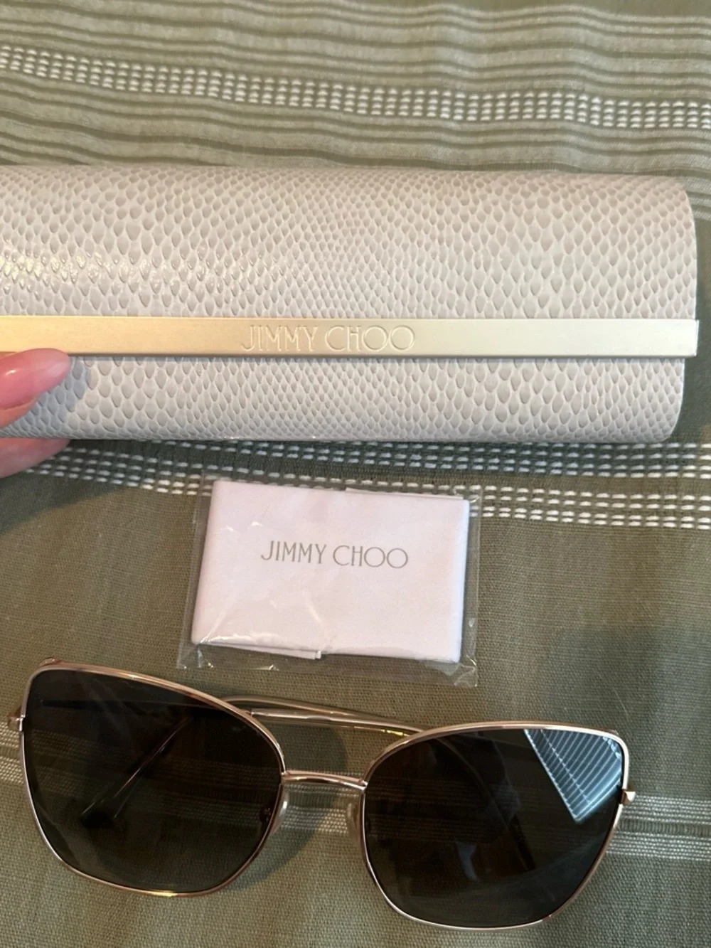 Jimmy Choo Gold Frame Sunglasses with Black Lenses